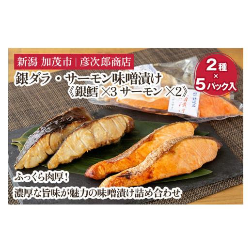 ふるさと納税 漬魚（味噌・粕等） 味噌漬け 新潟県 加茂市 銀鱈・サーモン味噌漬け 2種5パック入 《銀鱈×3 サーモン×2》味噌漬 魚 詰め合わせ 真空パック ふ…_1