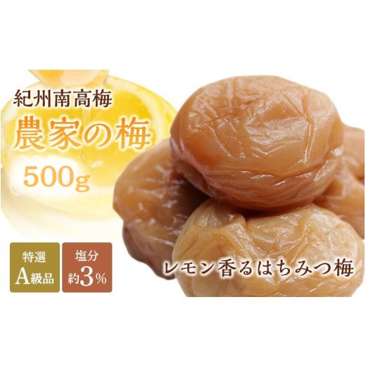 ふるさと納税 加工品等 梅干 和歌山県 田辺市 プレミア和歌山認定品 紀州南高梅「農家の梅」はちみつ梅(塩分約3%)500g レモンパウダー入り / 梅干し …
