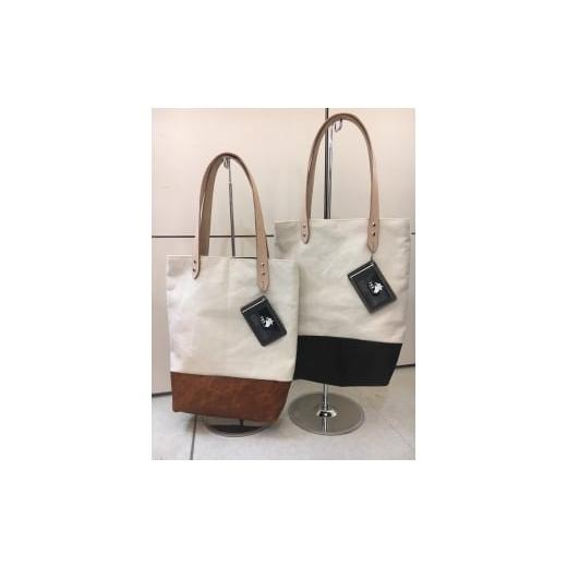 ふるさと納税 カバン 岩手県 盛岡市 いわて短角牛レザー&キャンバスバッグ 茶 茶