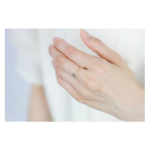 ふるさと納税 アクセサリー リング 山梨県 甲府市 サイズ：15号 〈 甲府ジュエリー 〉K18／Pt900　BLOCKデザイン　コンビカラー　プチダイヤ　リング　GD-604…_7