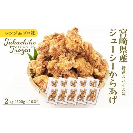 ふるさと納税 惣菜・レトルト 冷凍 宮崎県 高千穂町 レンジでプロ味 宮崎県産ジューシーからあげ 特選スパイス味 200g×10パック/合計2kg | 鶏肉 肉 鶏モモ…