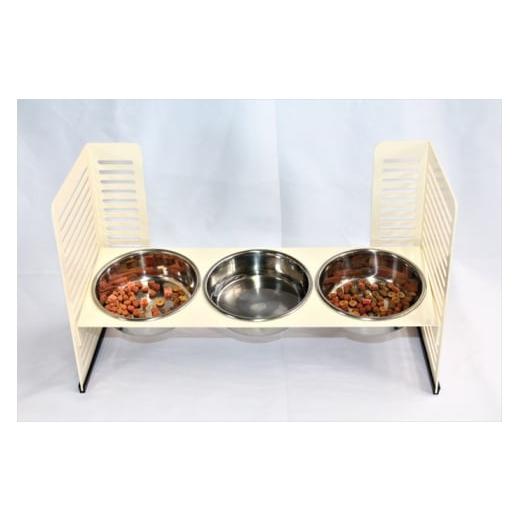 ふるさと納税 雑貨・日用品 大阪府 河内長野市 ペット食器台 L(大)フードボール クリーム 3皿 犬 猫 ペット用品 4色展開 クリーム