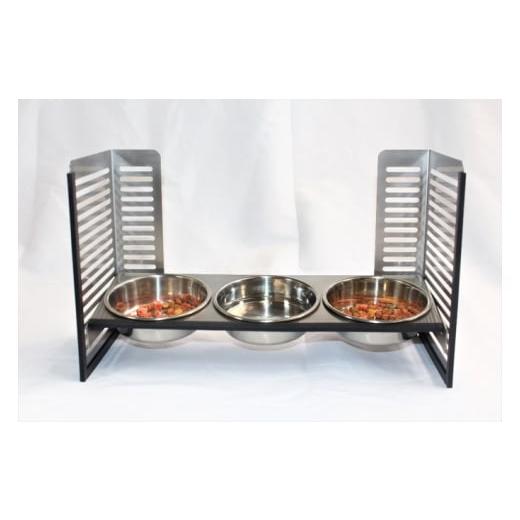 ふるさと納税 雑貨・日用品 大阪府 河内長野市 ペット食器台 L(大)フードボール シルバー 3皿 犬 猫 ペット用品 4色展開 シルバー