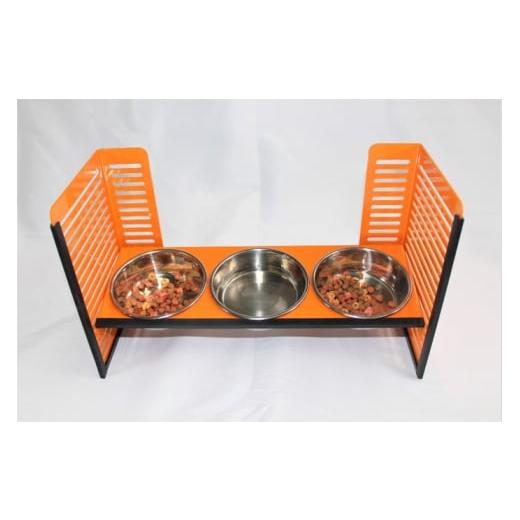 ふるさと納税 雑貨・日用品 大阪府 河内長野市 ペット食器台 L(大)フードボール オレンジ 3皿 犬 猫 ペット用品 4色展開 オレンジ