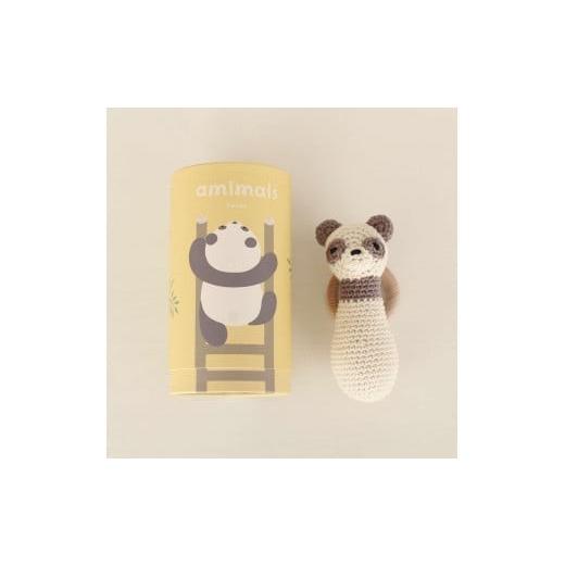 ふるさと納税 雑貨・日用品 ぬいぐるみ 兵庫県 三木市 HOPPL 手編みのおもちゃＡｍｉｍａｌｓ（ラトルタイプ・パンダ） パンダの画像