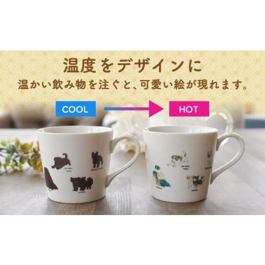 ふるさと納税 食器・グラス マグカップ 岐阜県 多治見市  美濃焼 温度で変化する器 温感 犬 マグカップ 『ゆる犬 (1)』 丸モ高木陶器 TBA184の画像
