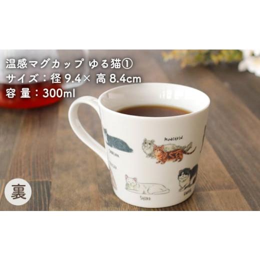 ふるさと納税 食器・グラス マグカップ 岐阜県 多治見市  美濃焼 温度で変化する器 温感 ネコマグカップ 『ゆる猫 (1)』 丸モ高木陶器 TBA186の画像