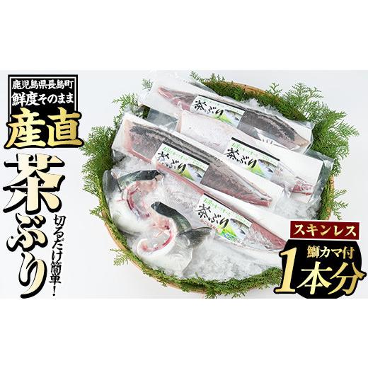 ふるさと納税 鹿児島県 長島町 ブリカマ付！茶ぶり スキンレスロイン約1.2kg(1尾分・4分の1カット済)【ウスイ】usui-6121｜furusatochoice｜02