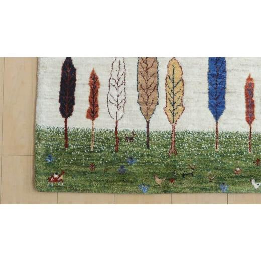ふるさと納税 織物・繊維品 茨城県 つくばみらい市  限定1品 ギャッベ ルリバフ 125×81cm 手織り 最高級 天然 ウール100% 草木染 リビングサイズ おしゃれ か…の画像