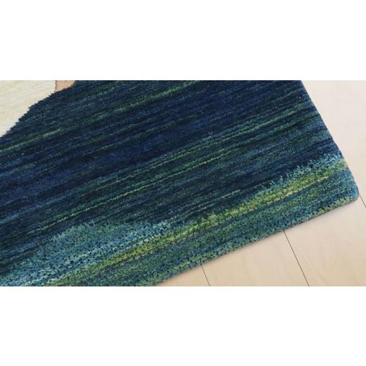 ふるさと納税 織物・繊維品 茨城県 つくばみらい市  限定1品 ギャッベ ルリバフ 123×78cm 手織り 最高級 天然 ウール100% 草木染 リビングサイズ おしゃれ か…の画像