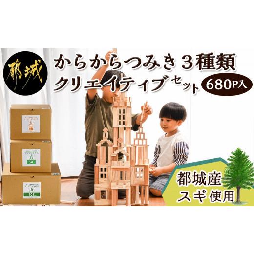 ふるさと納税 木工品・竹工品 宮崎県 都城市 都城市産スギ「からからつみき」3種類クリエイティブセット 680P入 _MB-D901_(都城市) 都城市産杉 つみき からか…の画像