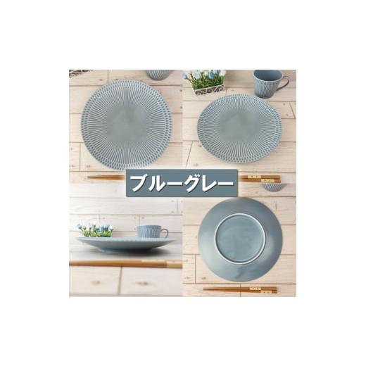 ふるさと納税 食器・グラス 皿 岐阜県 瑞浪市  美濃焼 さざなみ 24丸皿 ブルーグレー 2枚セット 瑞浪市 ／ 小田陶器 JS企画 皿 お皿 プレート 食器 AZAZ069 ブ…の画像