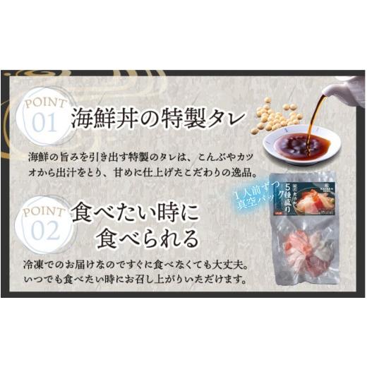 ふるさと納税 魚貝類 サーモン 福井県 鯖江市  定期便 6ヶ月連続お届け 刺身用 おまかせ海鮮丼の具 60g（タレ付）× 5人前 × 6回 最新の冷凍技術 ／ 国産 グ…の画像