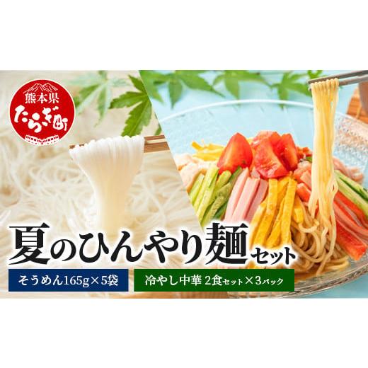 ふるさと納税 熊本県 多良木町 夏 ひんやり麺 セット〜冷やし中華 6食&そうめん 5袋〜 [ 涼 麺 冷やし ラーメン ソーメン 夏 食欲増進 さっぱり 夏休みのラ…