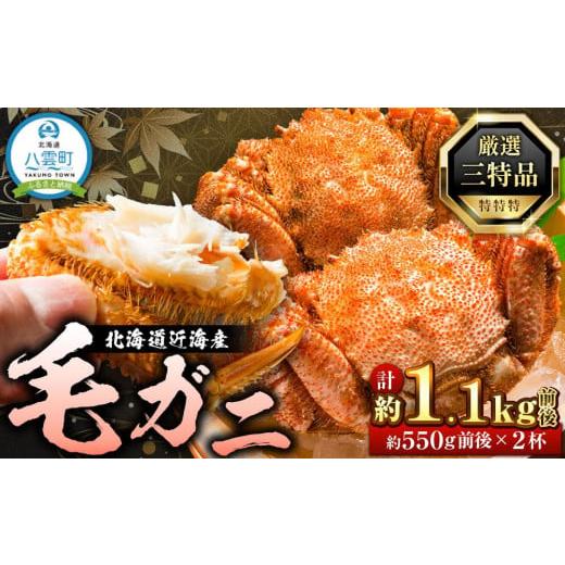 ふるさと納税 北海道 八雲町 【年内発送】【厳選三特品】北海道産近海毛ガニ550g前後×2尾 【 毛がに 北海道 かに 蟹 かにみそ 小分け 毛蟹 八雲 海産物 魚介… 北海道 毛がに 冷蔵