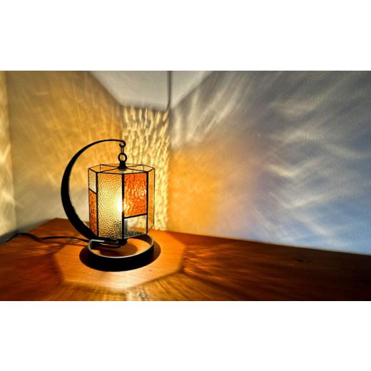 ふるさと納税 家具 インテリア・寝具・収納 愛知県 瀬戸市 Nijiiro Lamp のステンドグラスのテーブルランプ サークルクリア アンバー ／ ランプ オリジナル ギ…_5