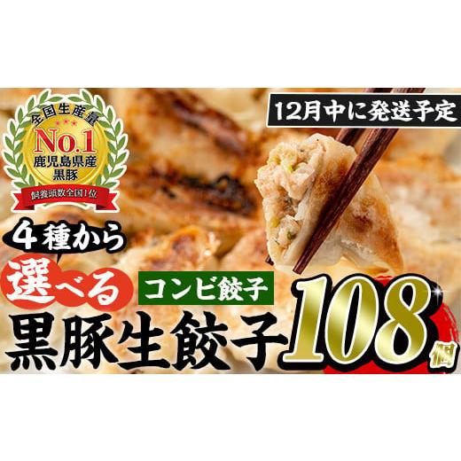 ふるさと納税 餃子 鹿児島県 日置市 No.429-c-m12 2025年12月中に発送予定 鹿児島黒豚使用の黒豚コンビ餃子(計108個・黒豚:12個入り×4パック、もちっと:15…