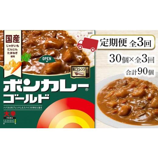 ふるさと納税 産業点数 レトルト 徳島県 徳島市  定期便全3回 ボンカレーゴールド（大辛）30個×3回 計90個