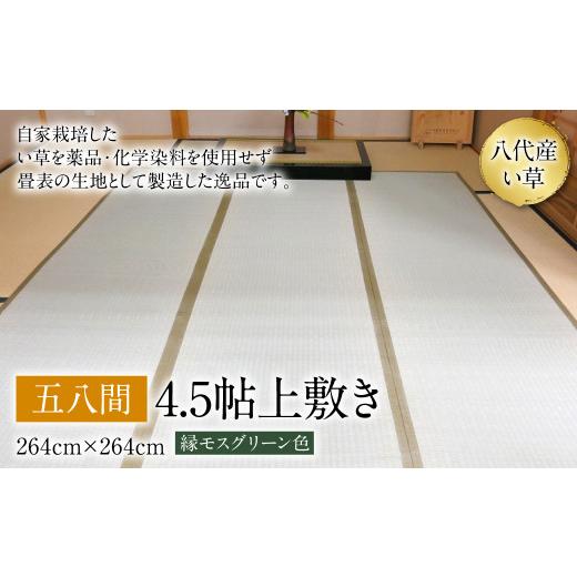 ふるさと納税 タオル・寝具 熊本県 八代市 い草 上敷き 五八間 4.5帖 264cm×264cm 縁モスグリーン色 イグサ 畳 敷物 ござ マット カーペット 熊本県 八代市 …の画像