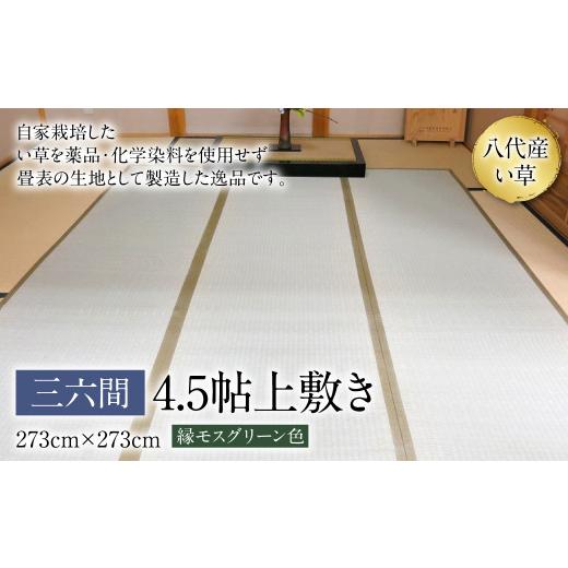 ふるさと納税 タオル・寝具 熊本県 八代市 い草 上敷き 三六間 4.5帖 273cm×273cm 縁モスグリーン色 イグサ 畳 敷物 ござ マット カーペット 熊本県 八代市 …の画像