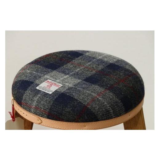 ふるさと納税 木工品・竹工品 和歌山県 有田川町 ハイスツール ネイビー\u0026グレーチェック×ブラウン HARRIS TWEED（ハリスツイード）家具の画像