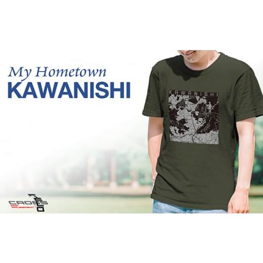 ふるさと納税 服 男 兵庫県 川西市 No.332-04 川西 地図柄ヘビーウェイトTシャツ(ダークオリーブ)XLサイズ / 5.6オンス レギュラーフィット 丸胴仕様仕立て…