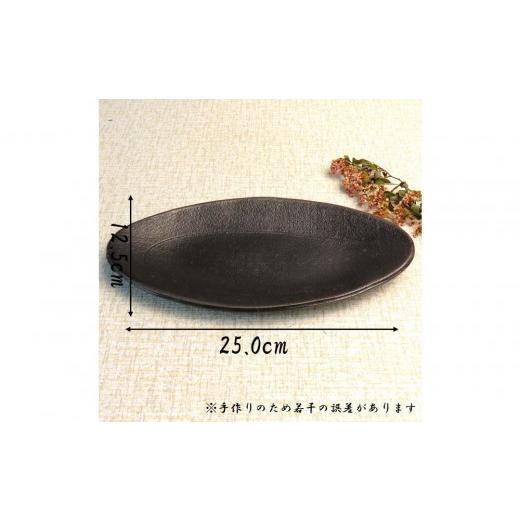 ふるさと納税 陶磁器・漆器・ガラス 滋賀県 甲賀市 匠 −TAKUMI− 信楽焼 楕円プレート（ブラック） ２枚セット mu-004の画像