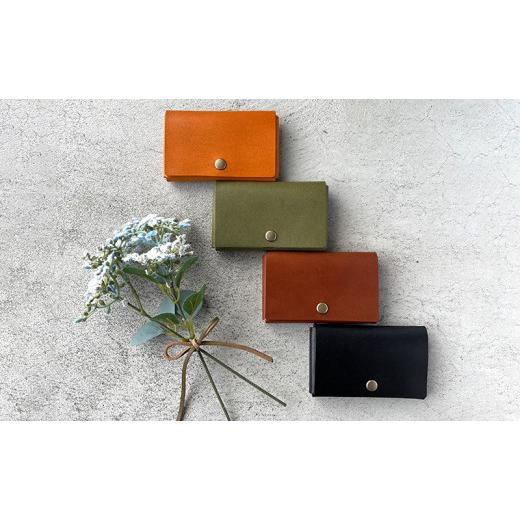 ふるさと納税 ファッション 岐阜県 美濃市   0224本革 ノンステッチ名刺入れ・カードケース 栃木レザー グリーン グリーン