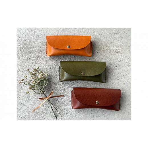 ふるさと納税 ファッション 岐阜県 美濃市   0225本革 メガネケース 栃木レザー グリーン グリーン