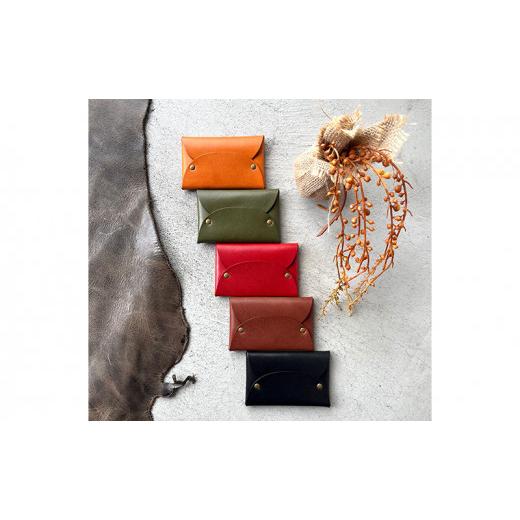 ふるさと納税 ファッション 岐阜県 美濃市   0226本革 差し込みフラップ名刺入れ・カードケース 栃木レザー グリーン グリーン