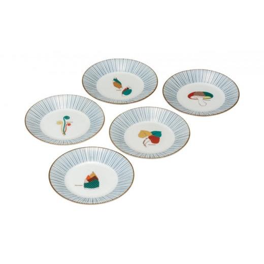 ふるさと納税 食器・グラス 皿 石川県 能美市  No.5784-0887 九谷焼　5.2号皿揃　山の幸 （5枚セット）a01_1