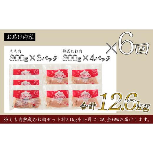 ふるさと納税 鶏肉 ムネ 佐賀県 有田町  6回定期便 総計12.6kg ありたどり もも肉 熟成むね肉 セット 計2.1kg (300g×7パック) 6回 定期便 鶏肉 むね肉 ムネ肉…の画像