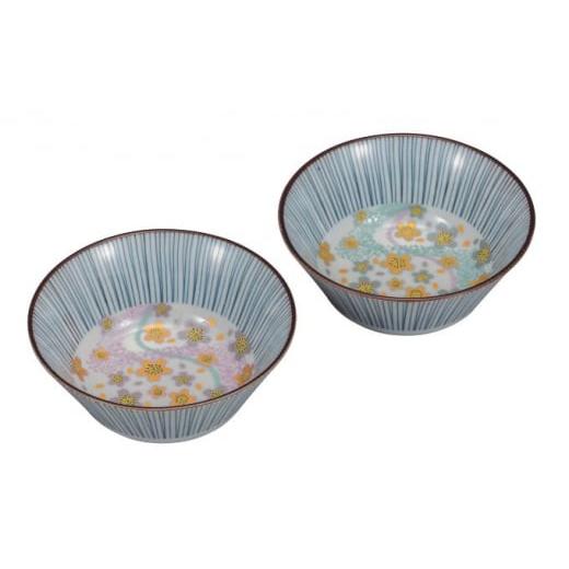 ふるさと納税 食器・グラス 皿 石川県 能美市  No.5784-0956 九谷焼  4.5号ペア鉢 曲水花 a01の画像