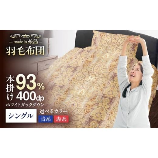 ふるさと納税 タオル・寝具 掛け布団 福岡県 糸島市 青系 訳あり 糸島 羽毛 ふとん 羽毛 布団 柄おまかせ ダウン93% シングル 糸島市 / 株式会社三樹 AYM00…