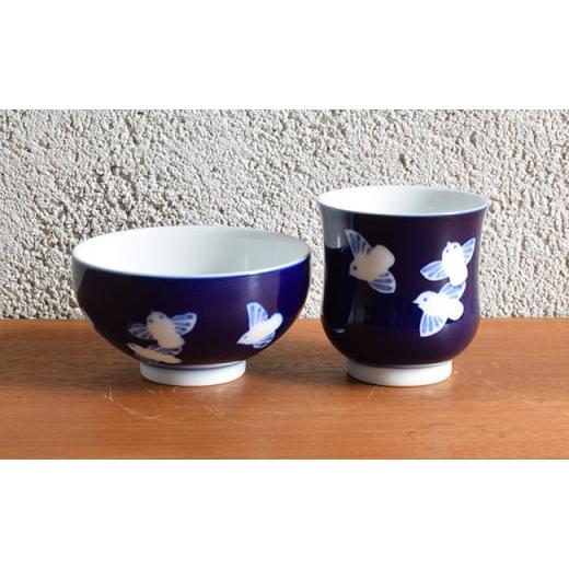 ふるさと納税 食器・グラス 茶碗 佐賀県 有田町 有田焼 ふくら雀 飯碗・湯呑セット 深川製磁 食器 器 うつわ 皿 ごはん茶碗 茶わん ちゃわん 湯呑み カップ 青…