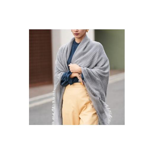 ふるさと納税 小物 ストール・マフラー 大阪府 泉大津市 カシミヤストール(公式WEBショップ・ふるさと納税限定商品) 超大判サイズ ミディアムグレー|お歳暮 …