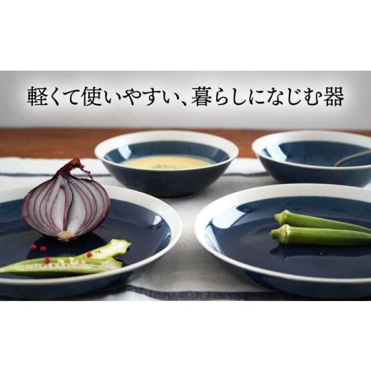ふるさと納税 陶磁器・漆器・ガラス 岐阜県 多治見市  美濃焼 軽量食器 TLPリムバンド ブルー 9インチ クープ×4枚 オートミル×4枚 8個セット 井澤コーポレー…の画像
