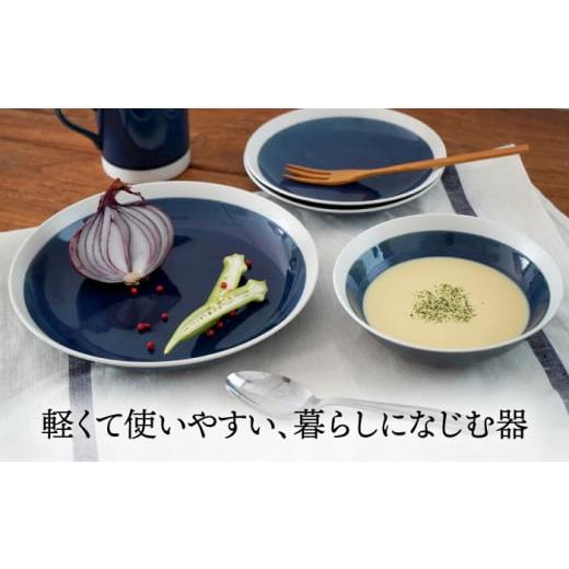 ふるさと納税 陶磁器・漆器・ガラス 岐阜県 多治見市  美濃焼 軽量食器 TLPリムバンド ブルー マグ／ケーキ皿／ オートミル／9インチ クープ ペアセット 井澤…の画像