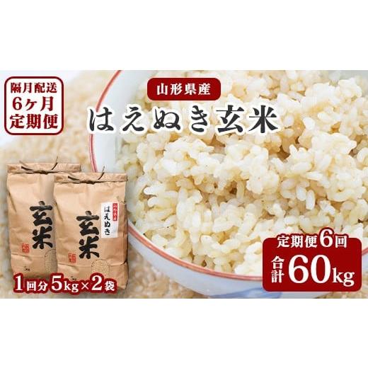 ふるさと納税 玄米 山形県 寒河江市 [先行予約] 令和8年産 [6回定期便:10月開始偶数月コース] はえぬき 玄米 合計60kg (10kg(5kg×2袋)× 6回) 2026…