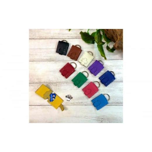 ふるさと納税 雑貨・日用品 神奈川県 寒川町 イタリアンシュリンクレザー(本革)の犬鑑札ケース 黒 黒