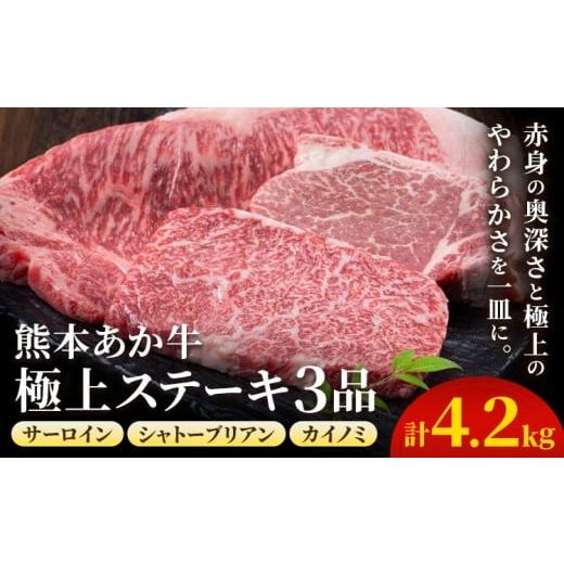 ふるさと納税 牛肉 サーロイン 熊本県 菊池市 熊本あか牛 極上ステーキ 3品 セット 合計約4.2kg 3種類 サーロイン シャトーブリアン カイノミ 合同会社たべた…