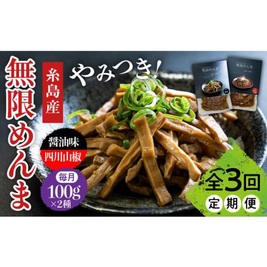 ふるさと納税 福岡県 糸島市 [全3回定期便][国産]無限 めんま 100g × 2種 食べ比べ セット ( 醤油味 / 四川山椒味 ) メンマ 糸島市 / レストランITOSHI…