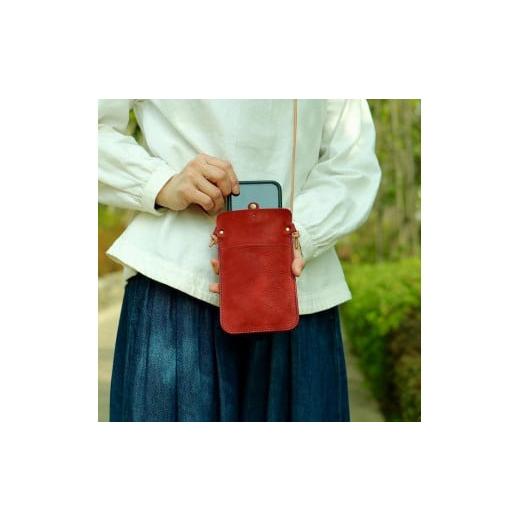 ふるさと納税 カバン ショルダーバッグ 神奈川県 川崎市 SKLO 肩掛けシンプルスマートフォンポーチ Red Red