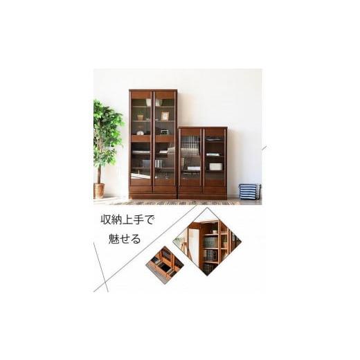 ふるさと納税 家具 本棚・ラック・カラーボックス 福岡県 大川市 コレクションボード 幅80cm 本棚 CD収納 開き戸 引出し 多目的ボード ブラウン ブラウン_3