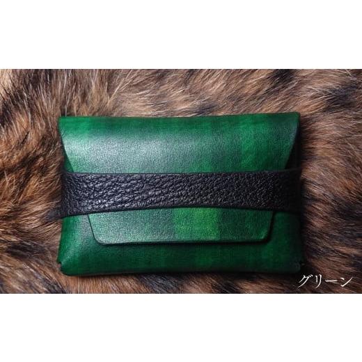 ふるさと納税 文房具・玩具 高知県 佐川町 グリーン/1個 本革 猪皮 イノシシ革 牛革 名刺入れ レザー ケース 縫わない 大容量 シンプル おしゃれ 革工房 Tai…