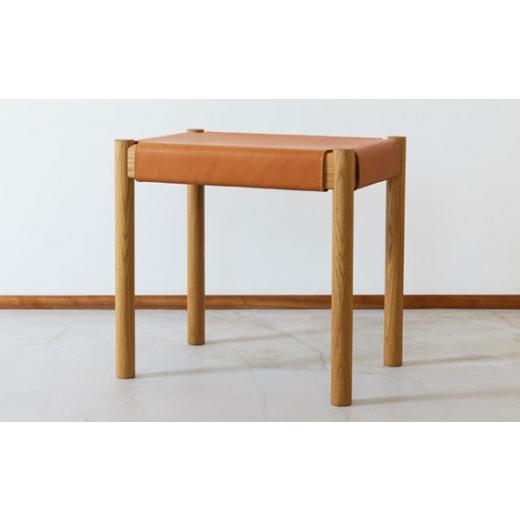 ふるさと納税 家具 埼玉県 狭山市 ヌメ革のスツール オーク 林蔵 wood furniture | 椅子 いす イス スツール 家具 インテリア おしゃれ かわいい 幅45cm 無垢…