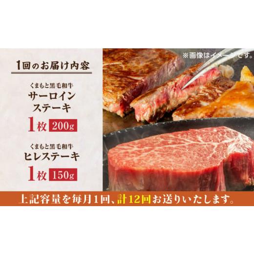 ふるさと納税 牛肉 ヒレ 熊本県 山鹿市  12回定期便 くまもと黒毛和牛 ステーキ食べ比べ ヒレステーキ サーロインステーキ 馬刺しの郷 民守 食べ比べ セット …_5