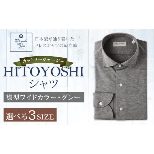 ふるさと納税 服 男 熊本県 人吉市 「HITOYOSHIシャツ」カットソージャージー グレー02 ワイドカラー Lサイズ Lサイズ