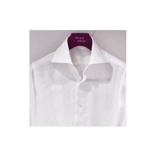 ふるさと納税 服 男 山梨県 - ハンドメイド　ドレスシャツ　 白　Lサイズ　cotton100% 140番双糸ツイル生地 1239539の画像