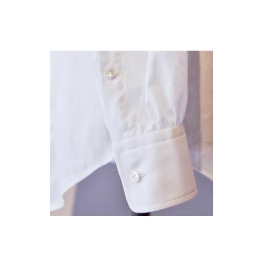 ふるさと納税 服 男 山梨県 - ハンドメイド　ドレスシャツ　 白　Lサイズ　cotton100% 140番双糸ツイル生地 1239539の画像